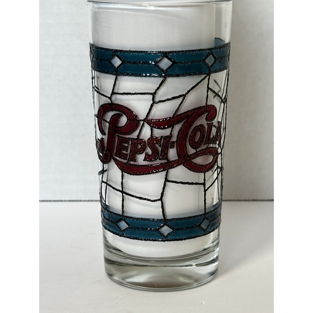 Vintage Pepsi-Cola Tiffany style Drinking Glasses Set Of 6